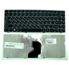 Клавиатура для ноутбука Lenovo IdeaPad Z450, Z460, Z460A, Z460G  RU черная, серая рамка, кнопки гербом