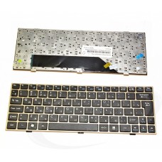Клавиатура для ноутбука MSI U135, U135DX, U160, U160DX RU черная, рамка "под бронзу"