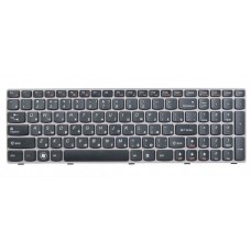 Клавиатура для ноутбука LENOVO Y570, Y570A  RU черная, серая рамка, кнопки гербом