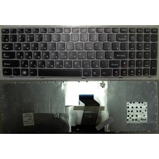 Клавиатура для ноутбука LENOVO B570, G570, V570, RU, черная(коричневая рамка)