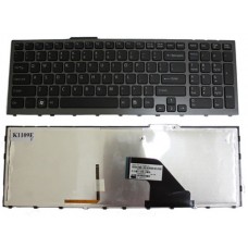 Клавиатура для ноутбука SONY VPC-F11, -F12, -F13 series RU черная в серой рамке с подсветкой